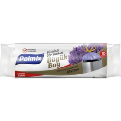 POLMİX BÜZGÜLÜ KOKULU BÜYÜK BOY ÇÖP TORBASI 65*70 CM 10 AD Lİ KOLİ 30 LU