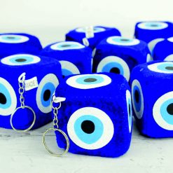 Nazar Boncuğu Küp Peluş Anahtarlık 6cm 12li