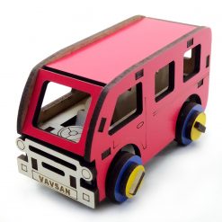 Vavsan Mini Minibüs Ahşap Oyuncak Araba