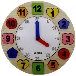 Vavsan Geometrik Şekil Eğitici Saat Renkli Ahşap Montessori Bultak Yapboz Oyuncak Puzzle