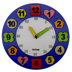 Vavsan Geometrik Şekil Eğitici Saat Renkli Ahşap Montessori Bultak Yapboz Oyuncak Puzzle