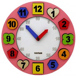 Vavsan Geometrik Şekil Eğitici Saat Renkli Ahşap Montessori Bultak Yapboz Oyuncak Puzzle