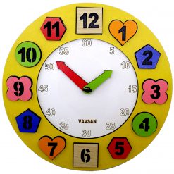 Vavsan Geometrik Şekil Eğitici Saat Renkli Ahşap Montessori Bultak Yapboz Oyuncak Puzzle