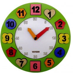 Vavsan Geometrik Şekil Eğitici Saat Renkli Ahşap Montessori Bultak Yapboz Oyuncak Puzzle