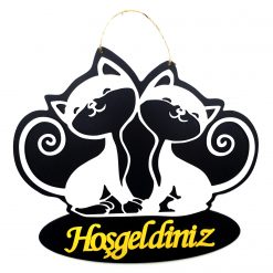 Vavsan Ahşap Kedili Hoşgeldiniz Kapı Süsü