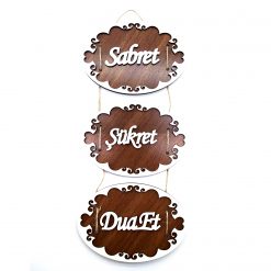 Vavsan Ahşap Oval İç Desen Sabret-Şükret-Dua Et Kapı Süsü