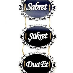 Vavsan Ahşap Oval Dış Desen Sabret-Şükret-Dua Et Kapı Süsü