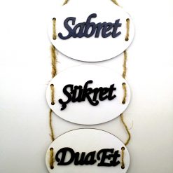 Vavsan Ahşap Oval Sabret-Şükret-Dua Et Kapı Süsü