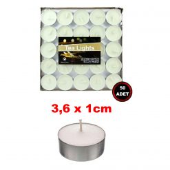 Yuvarlak Beyaz Mum 50’li 3,6x1cm